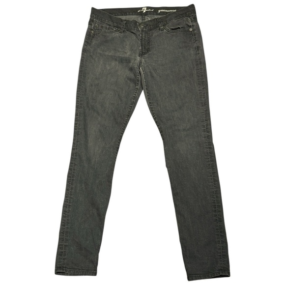 7 For All Mankind Gwenevere Black Skinny Jeans – Leopard Back Pocket – Size 28 - Picture 1 of 6